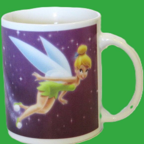Vtg Disney Tinker Bell Ceramic Coffee Mug w/duo fairy portrait, winged fairy - Picture 2 of 5